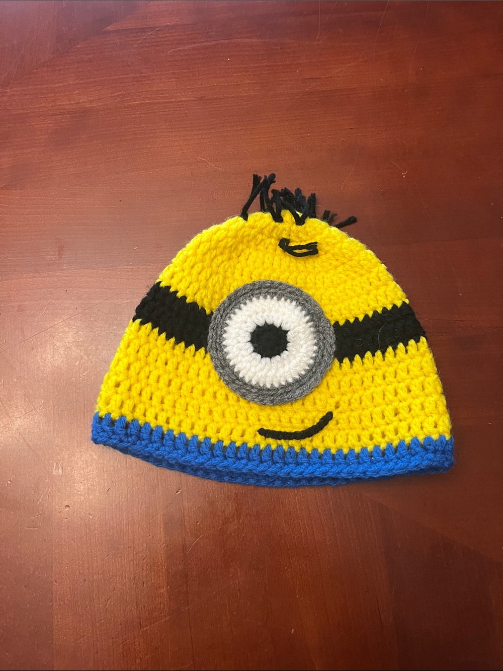Yellow Minion-Style Crochet Kids Beanie